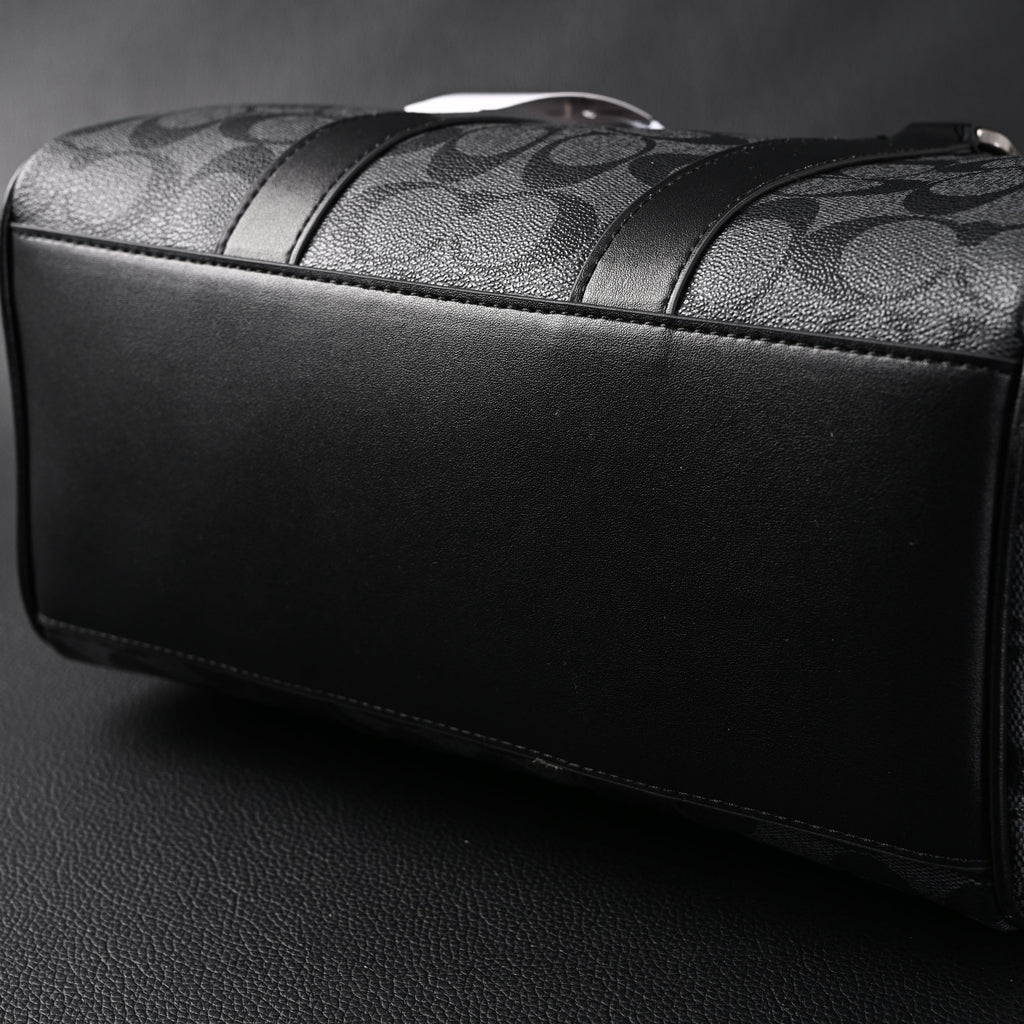 Coach Signature Duffel Bag – Black Monogram Canvas with Leather Trim product image 10, provided for visual reference and