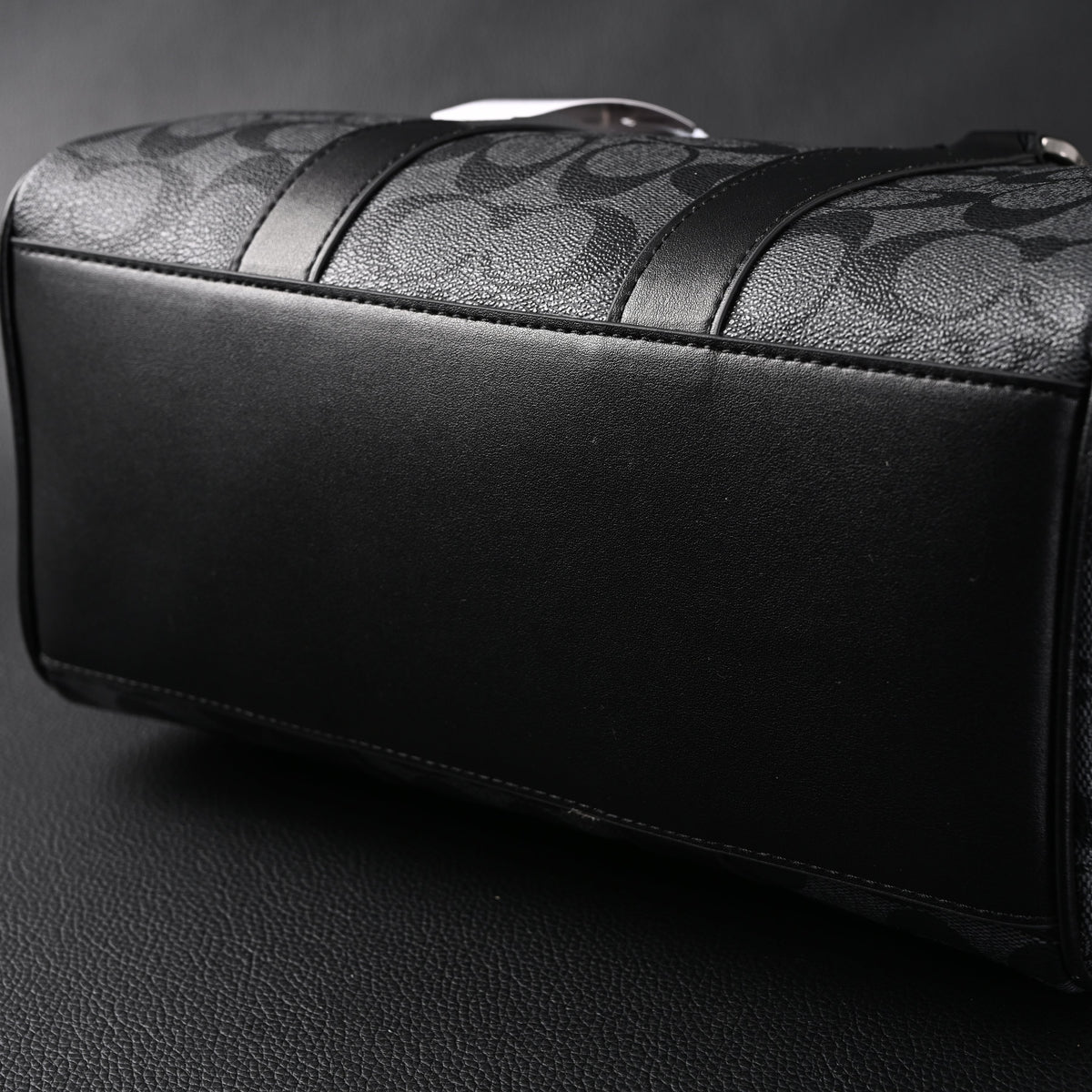 Coach Signature Duffel Bag – Black Monogram Canvas with Leather Trim product image 10, provided for visual reference and