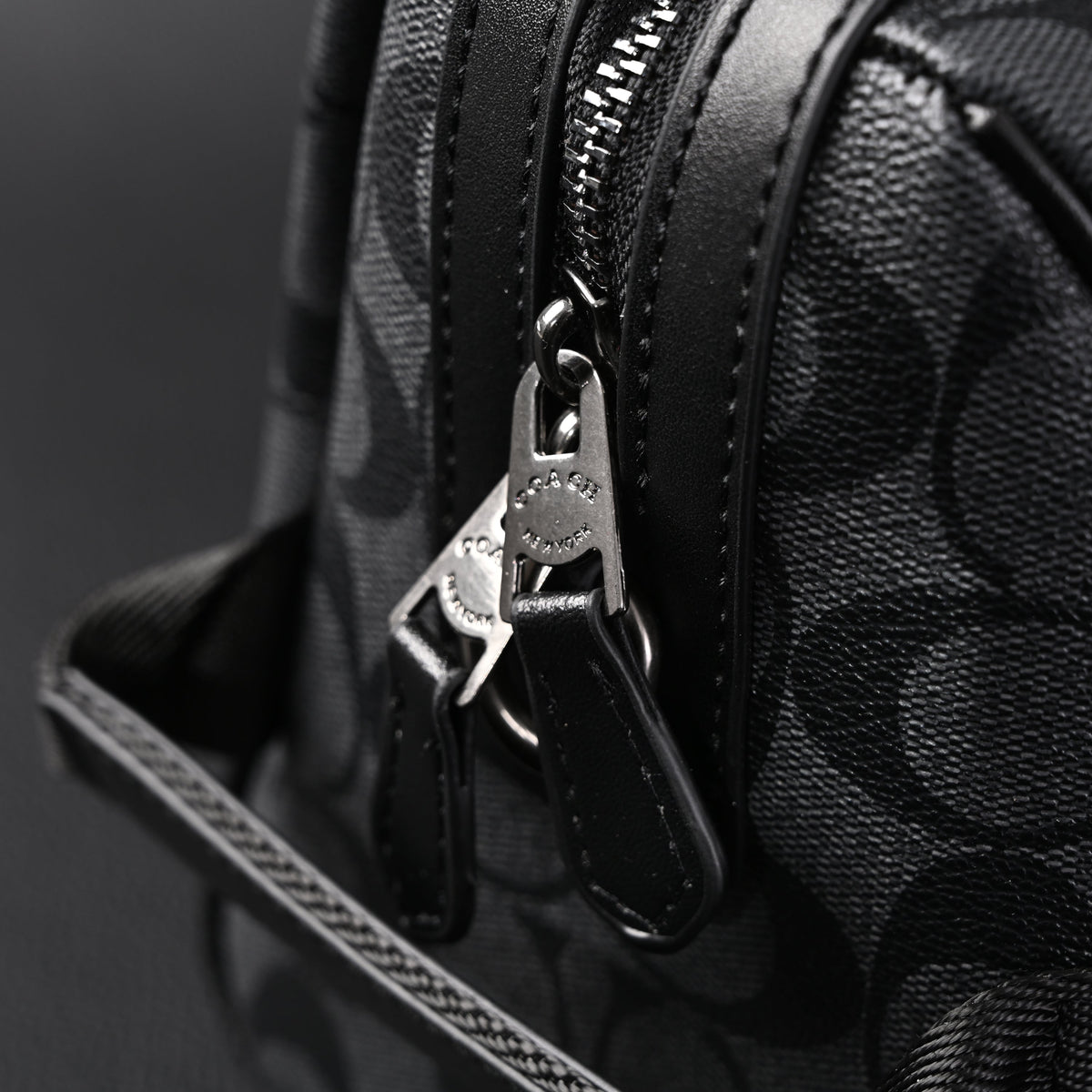 Coach Signature Duffel Bag – Black Monogram Canvas with Leather Trim product image 12, provided for visual reference and