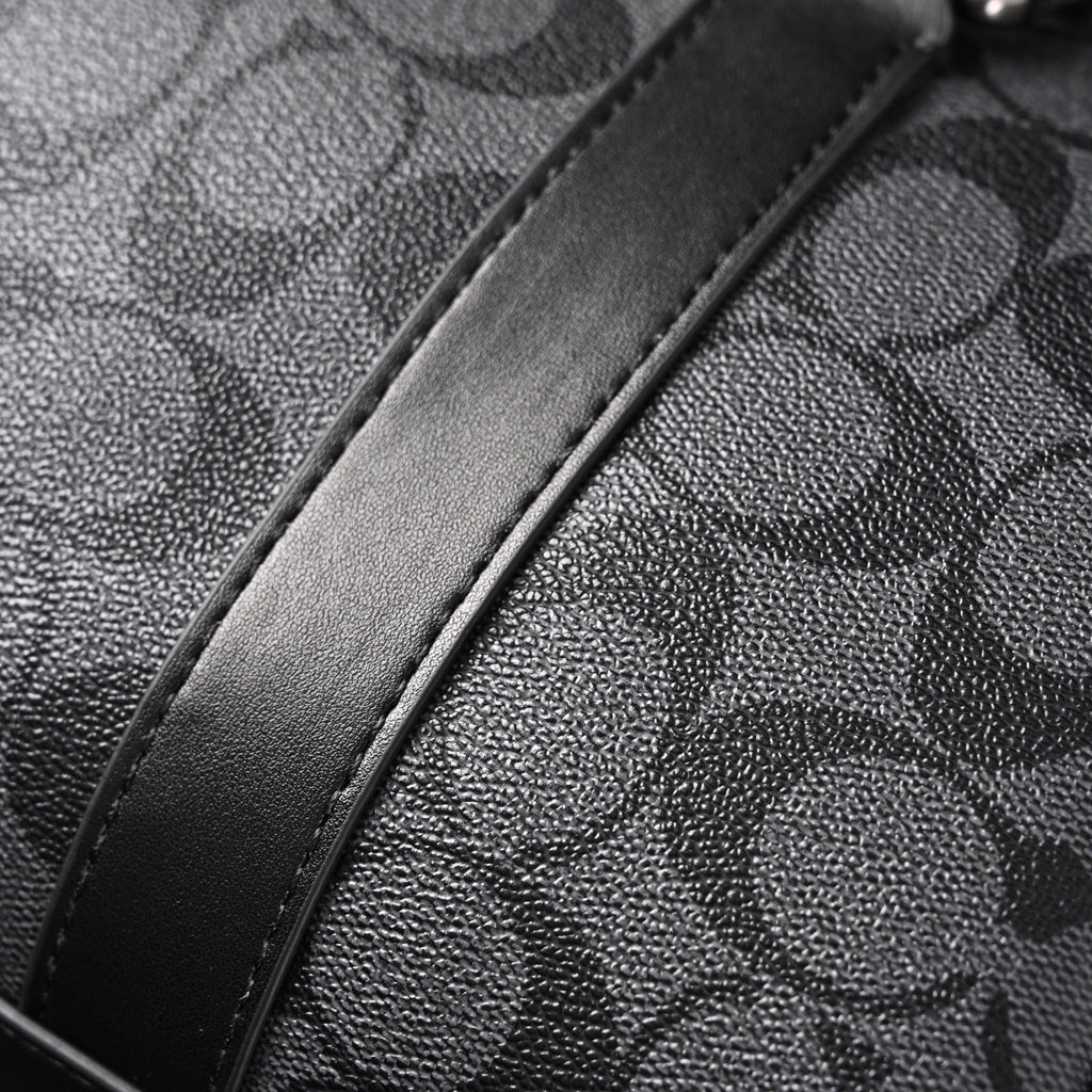 Coach Signature Duffel Bag – Black Monogram Canvas with Leather Trim product image 15, provided for visual reference and
