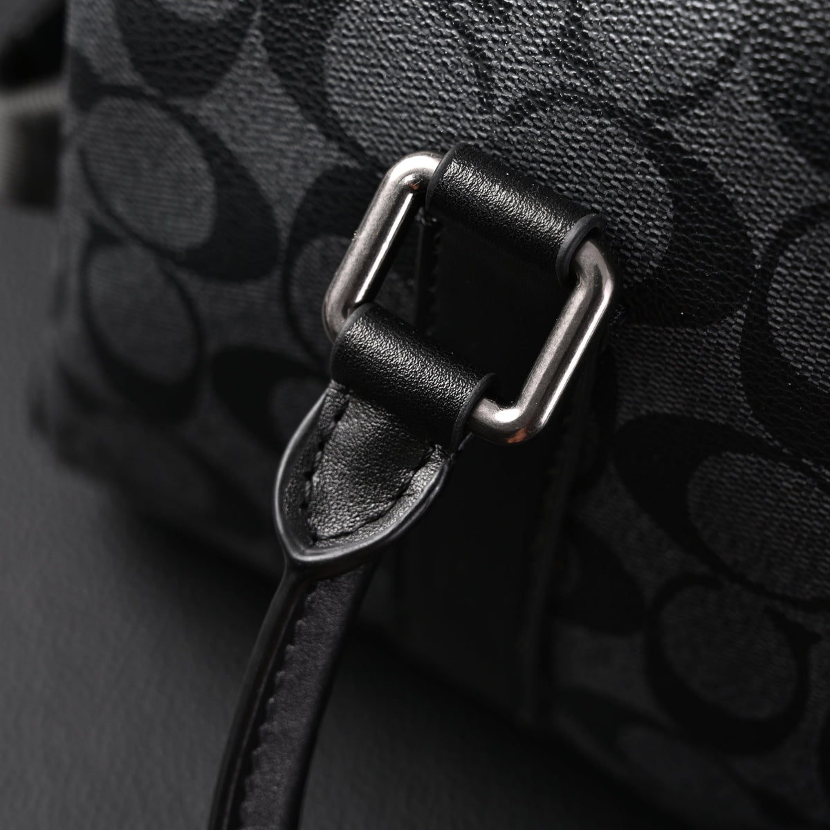 Coach Signature Duffel Bag – Black Monogram Canvas with Leather Trim product image 3, provided for visual reference and