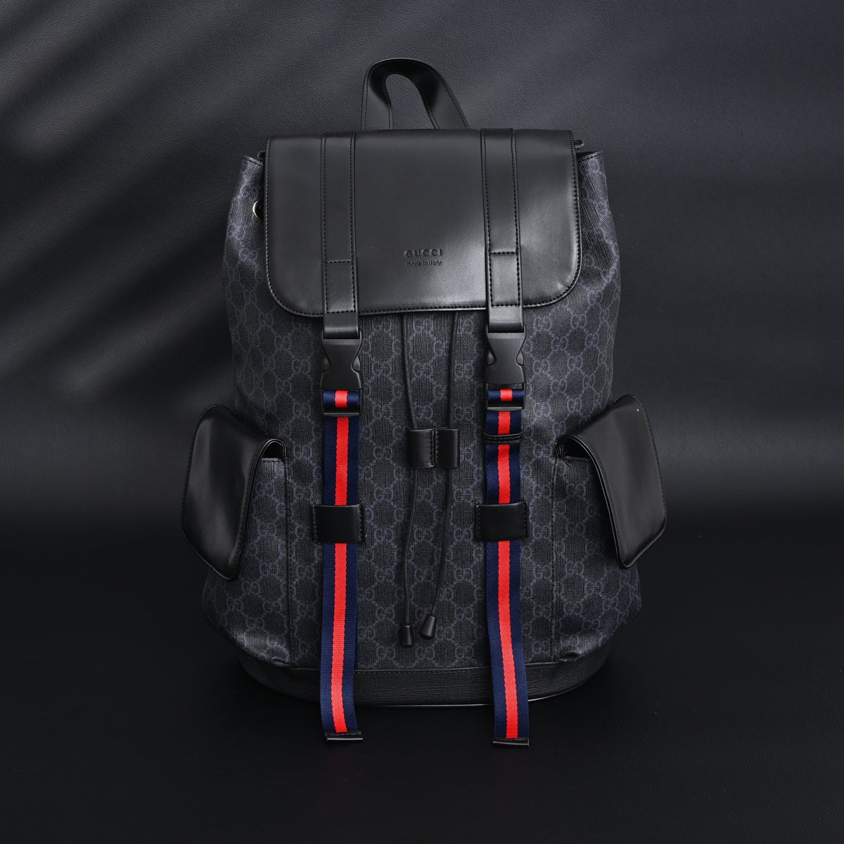 Gucci GG Supreme Monogram Backpack with Web Stripe product image 1, provided for visual reference and product detail review