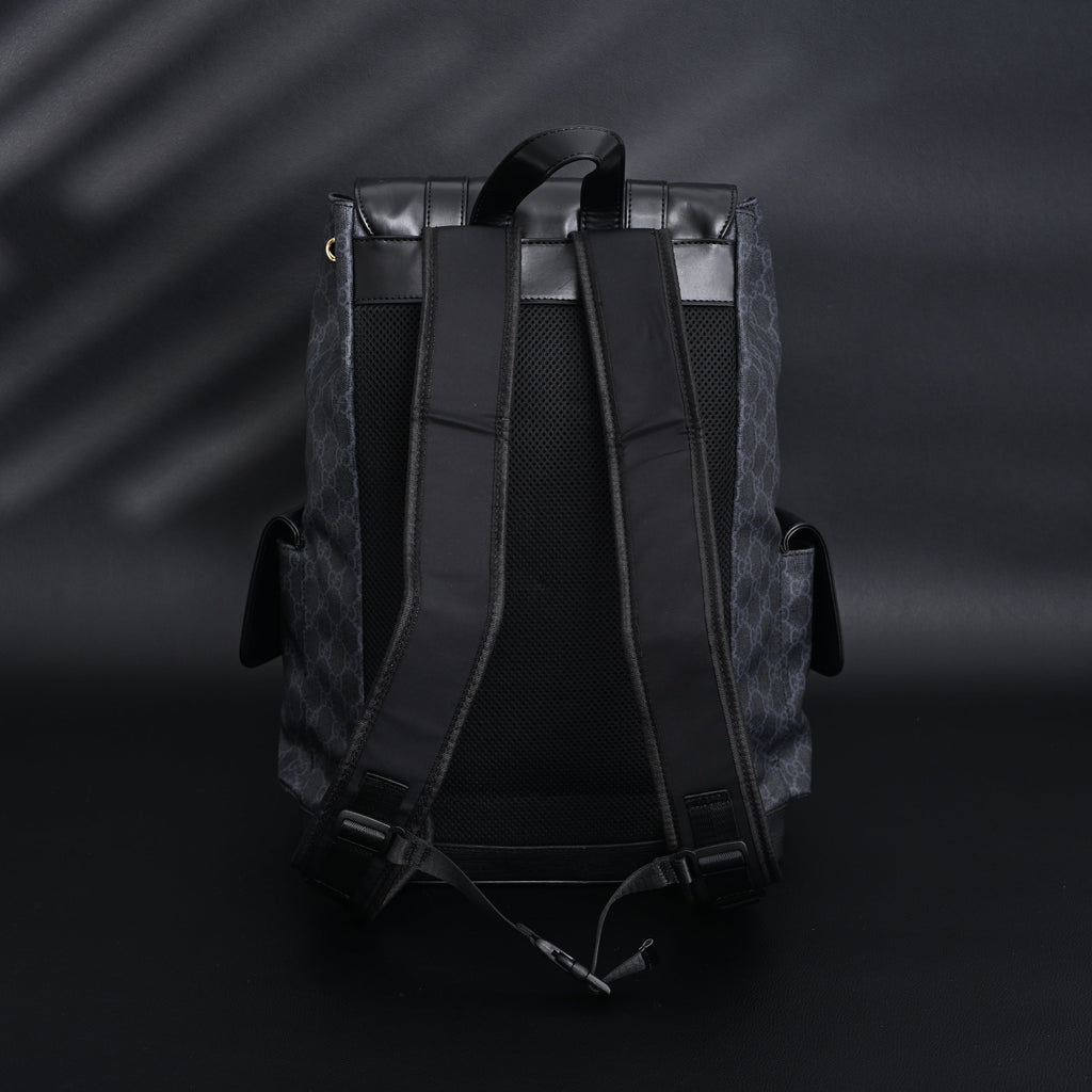 Gucci GG Supreme Monogram Backpack with Web Stripe product image 3, provided for visual reference and product detail review