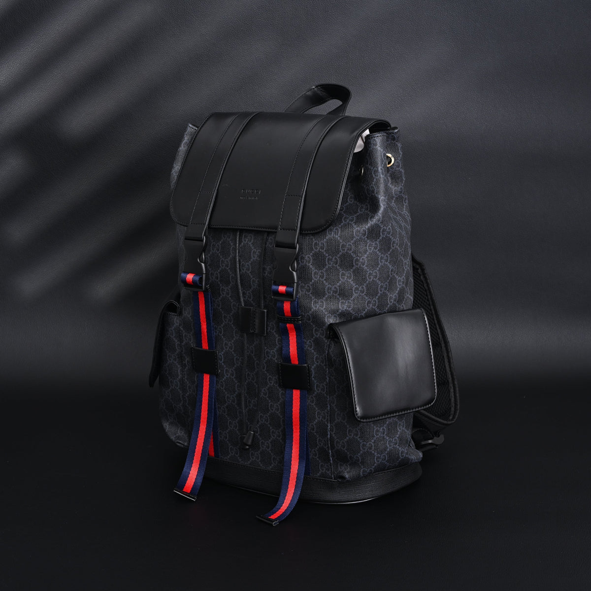Gucci GG Supreme Monogram Backpack with Web Stripe product image 5, provided for visual reference and product detail review