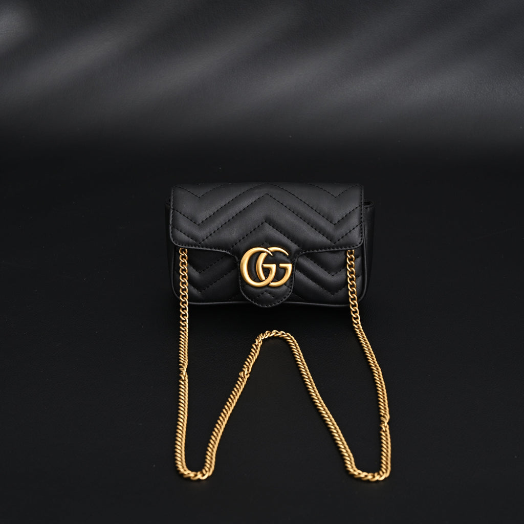 Gucci GG Marmont Matelassé Mini Shoulder Bag – Black Leather with Gold Chain product image 10, provided for visual reference
