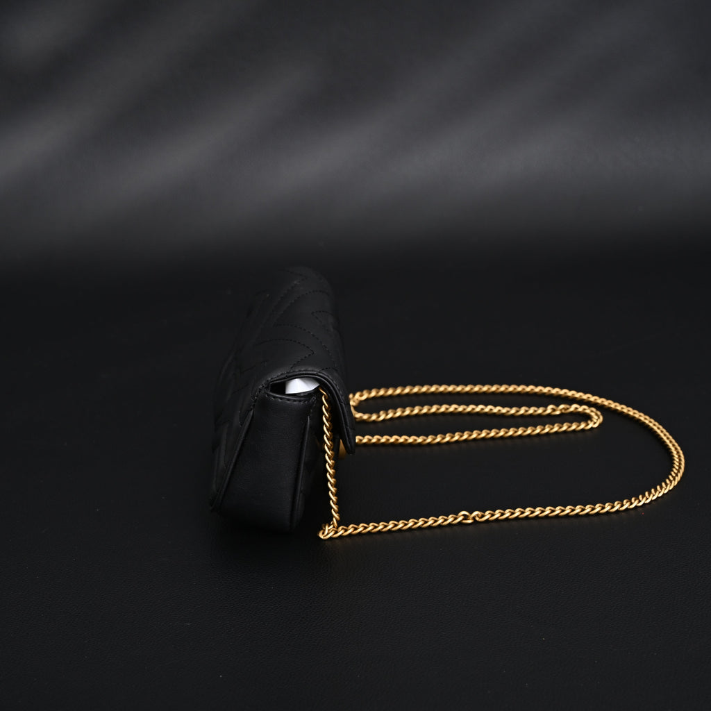 Gucci GG Marmont Matelassé Mini Shoulder Bag – Black Leather with Gold Chain product image 11, provided for visual reference