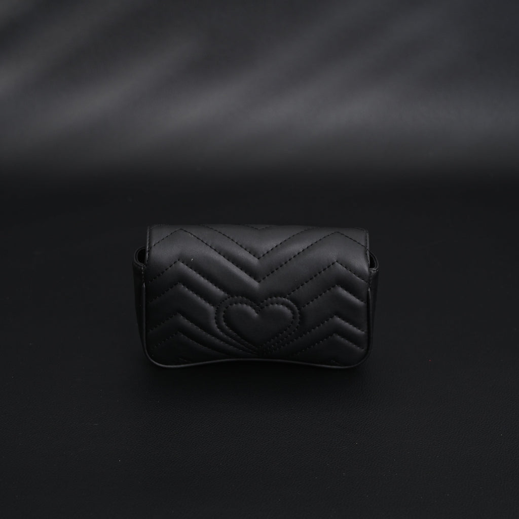 Gucci GG Marmont Matelassé Mini Shoulder Bag – Black Leather with Gold Chain product image 12, provided for visual reference