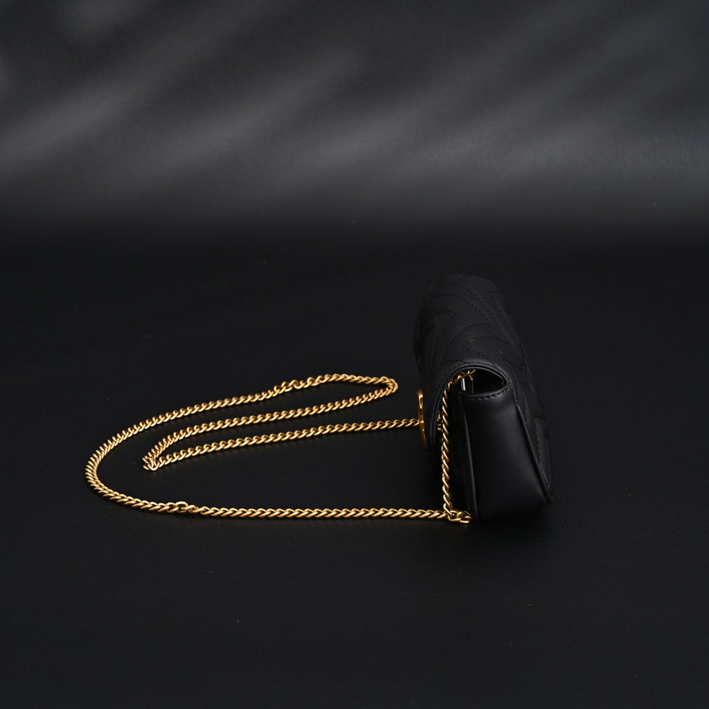 Gucci GG Marmont Matelassé Mini Shoulder Bag – Black Leather with Gold Chain product image 13, provided for visual reference