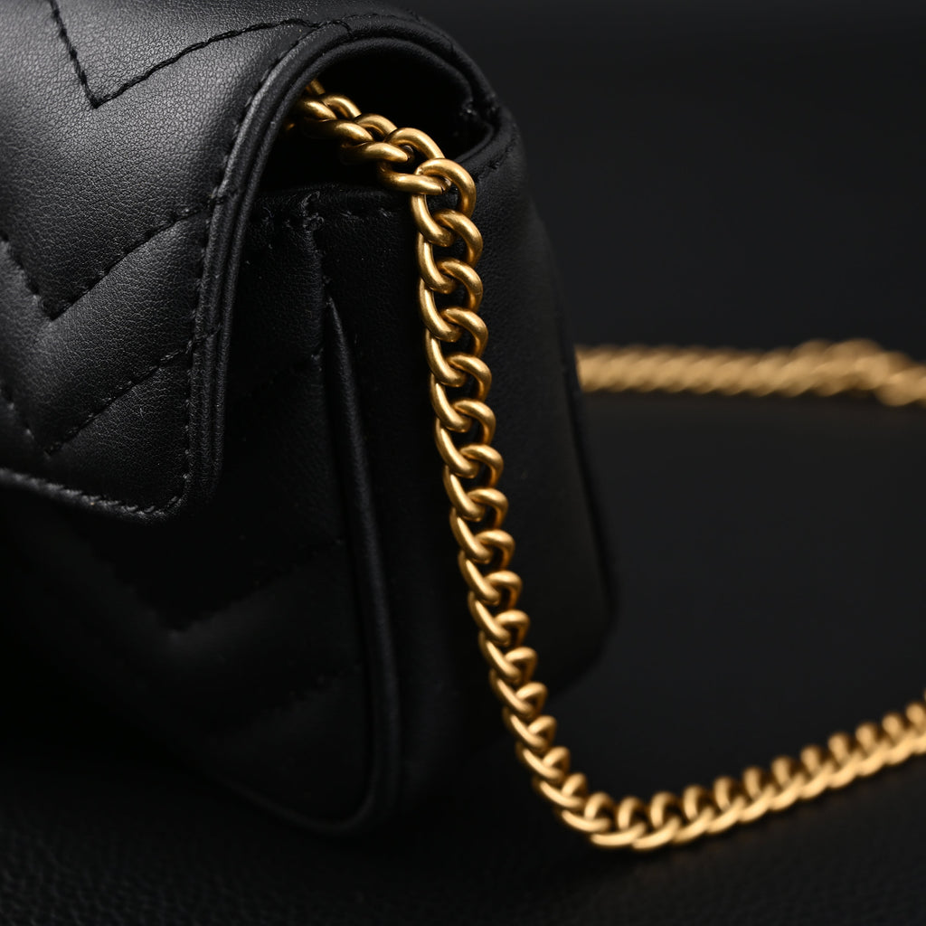 Gucci GG Marmont Matelassé Mini Shoulder Bag – Black Leather with Gold Chain product image 15, provided for visual reference