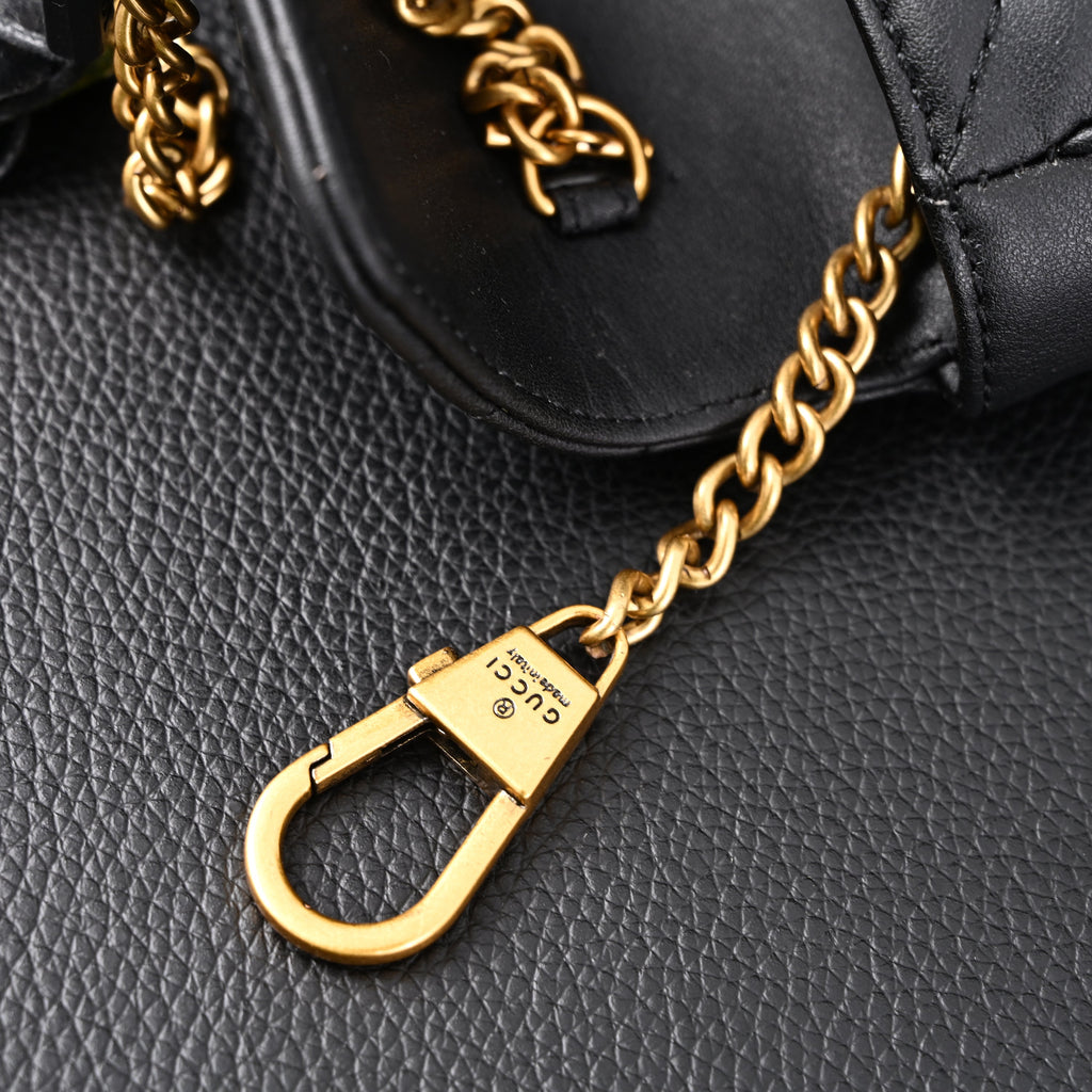 Gucci GG Marmont Matelassé Mini Shoulder Bag – Black Leather with Gold Chain product image 8, provided for visual reference