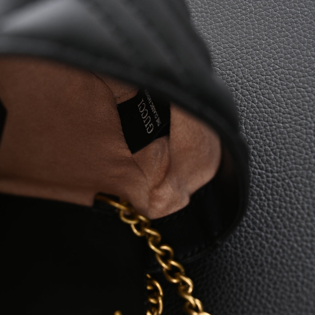 Gucci GG Marmont Matelassé Mini Shoulder Bag – Black Leather with Gold Chain product image 3, provided for visual reference