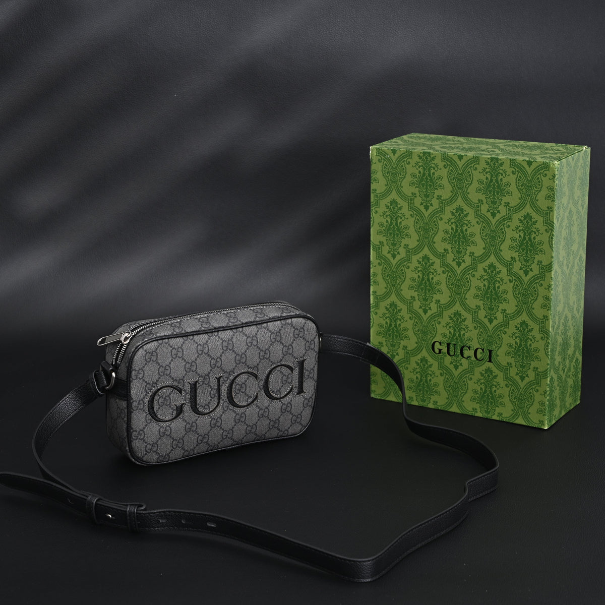 Gucci Ophidia GG Supreme Belt Bag – Black/Grey Monogram product image 3, provided for visual reference and product detail