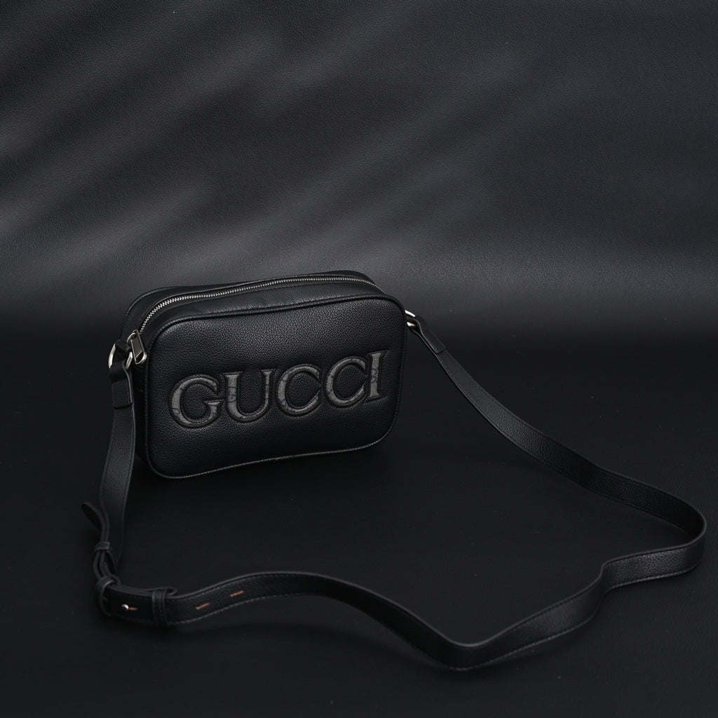Gucci Black Leather Embossed Logo Belt Bag product image 2, provided for visual reference and product detail review