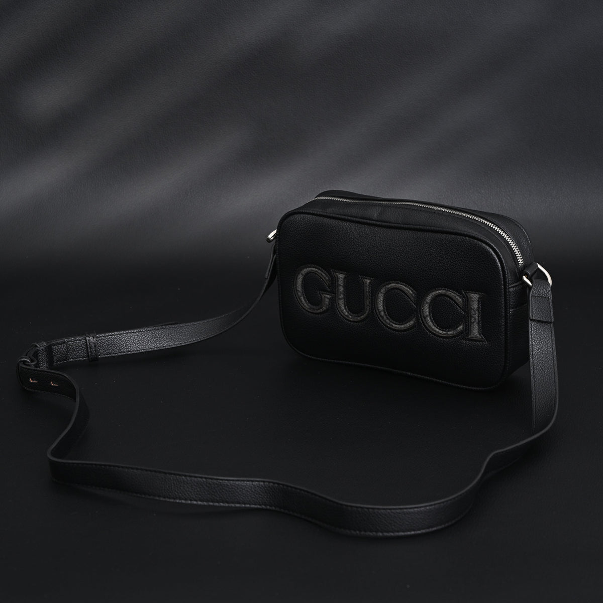 Gucci Black Leather Embossed Logo Belt Bag product image 7, provided for visual reference and product detail review