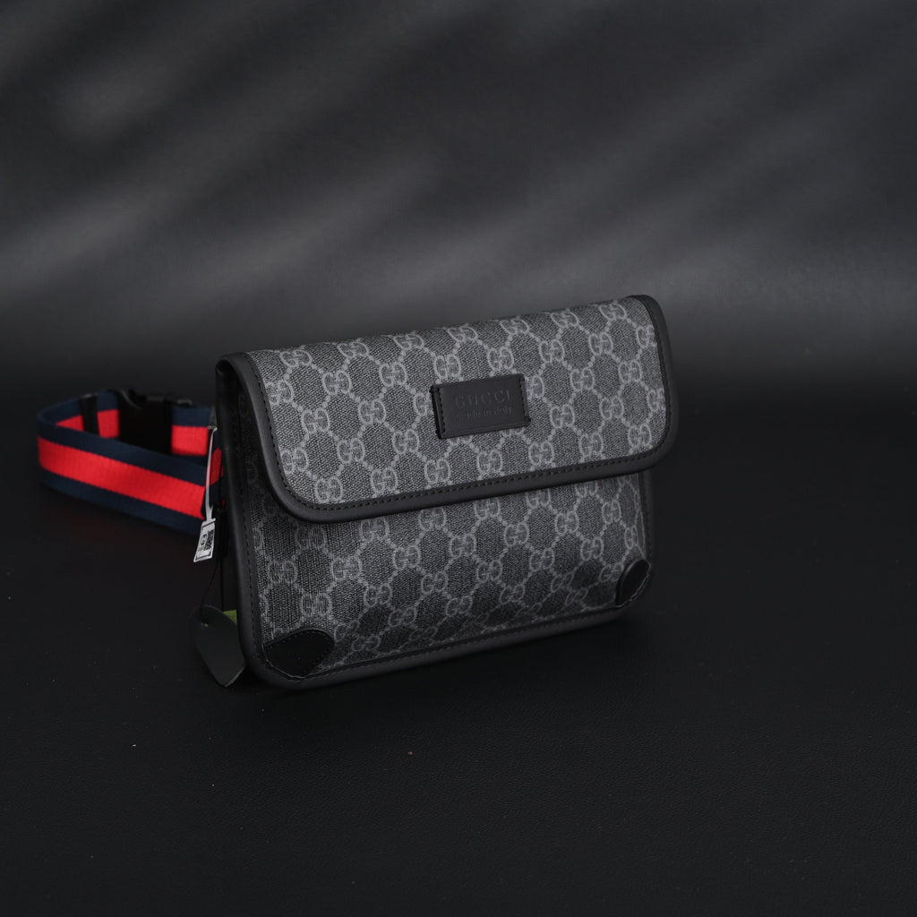 Gucci Ophidia GG Supreme Belt Bag – Black/Grey with Web Strap product image 6, provided for visual reference and product