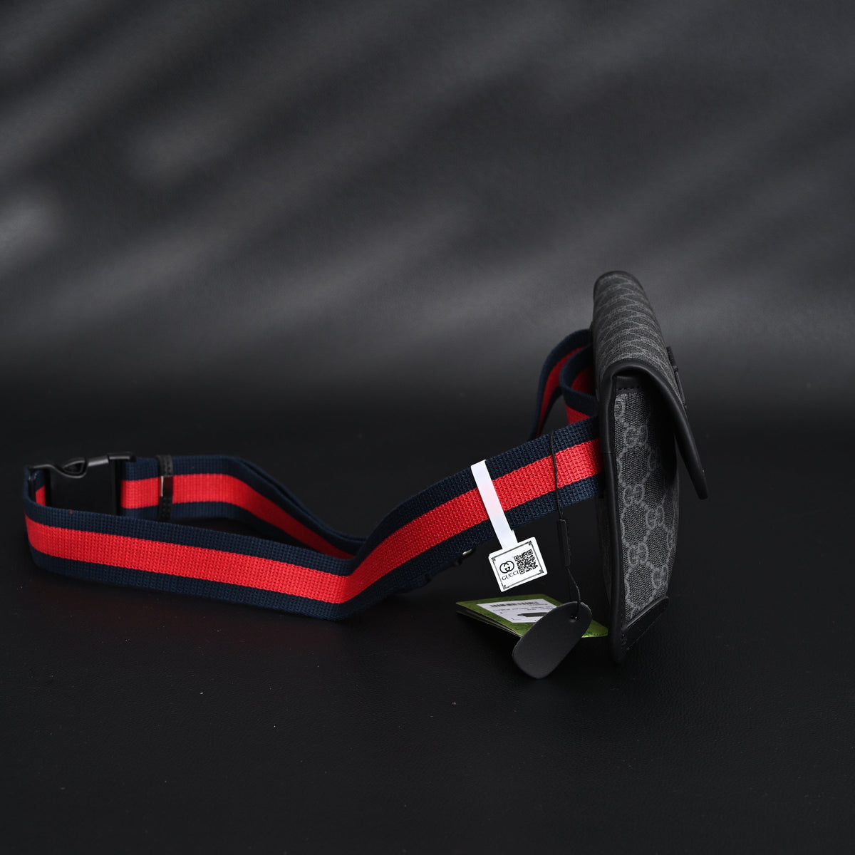 Gucci Ophidia GG Supreme Belt Bag – Black/Grey with Web Strap product image 13, provided for visual reference and product