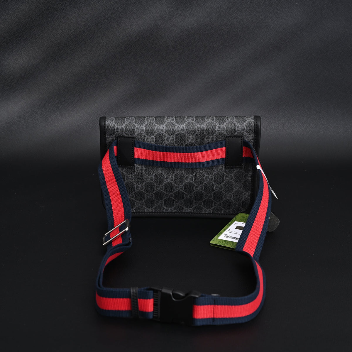 Gucci Ophidia GG Supreme Belt Bag – Black/Grey with Web Strap product image 7, provided for visual reference and product