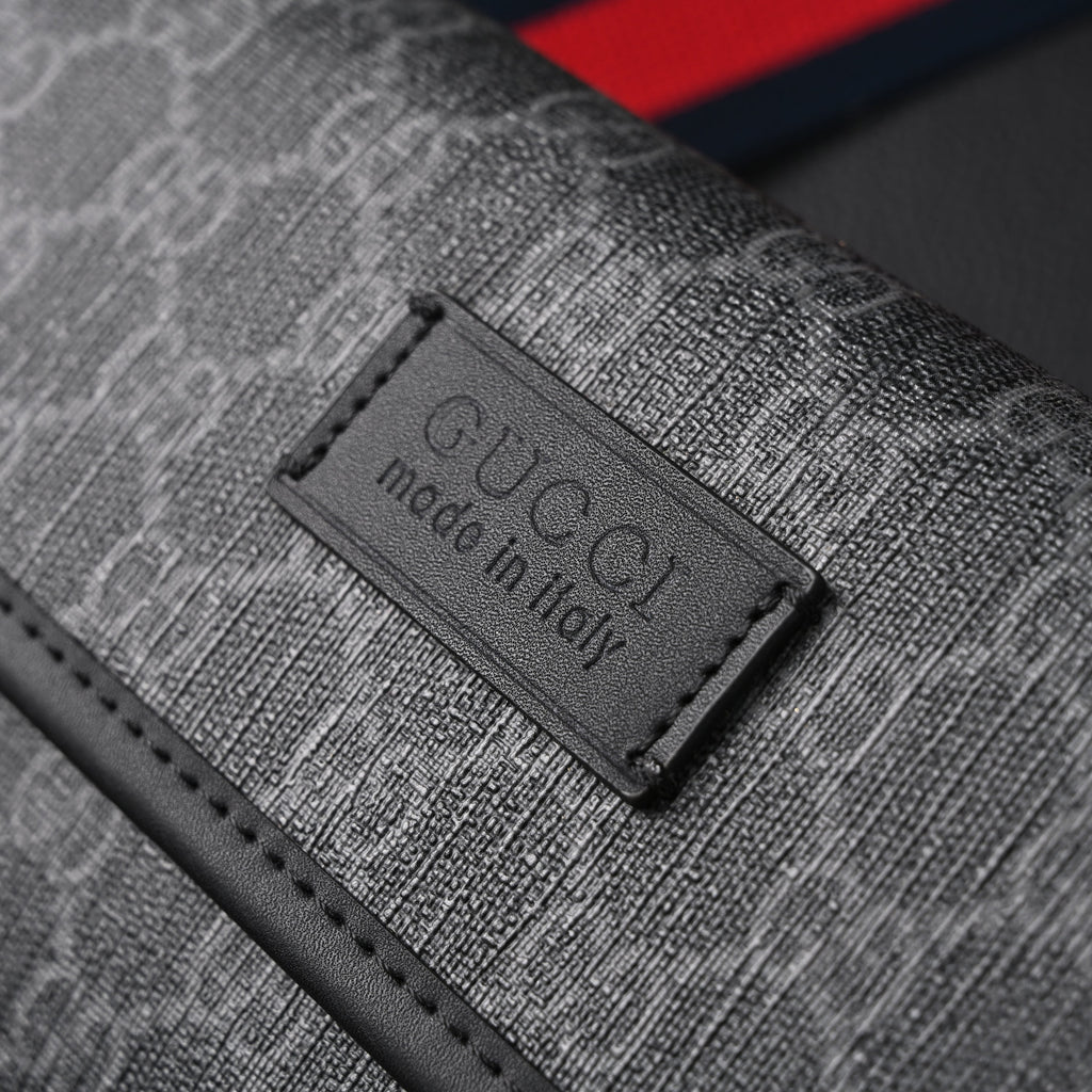 Gucci Ophidia GG Supreme Belt Bag – Black/Grey with Web Strap product image 2, provided for visual reference and product
