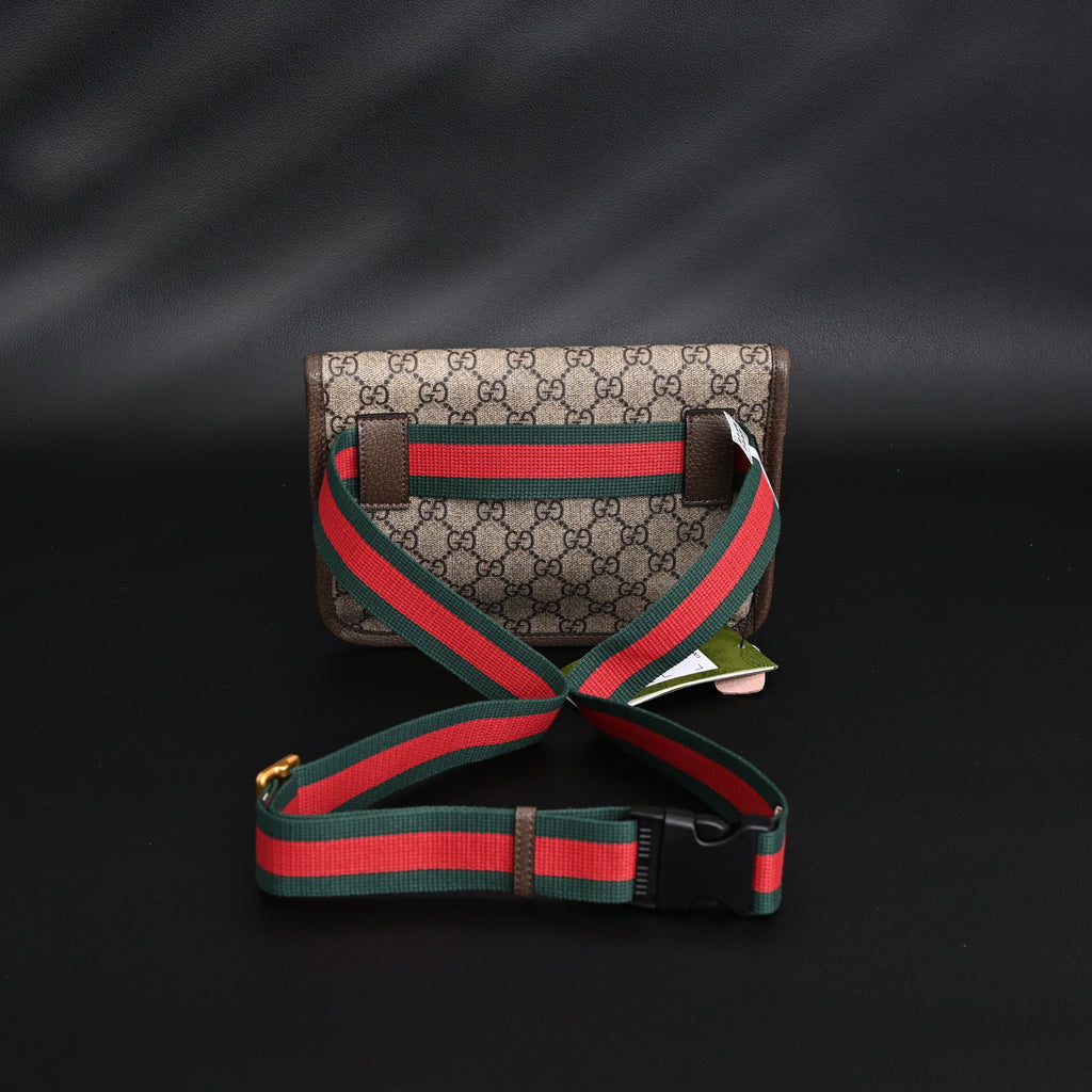 Gucci Ophidia GG Supreme Mini Belt Bag – Beige/Ebony with Web Stripe product image 2, provided for visual reference and