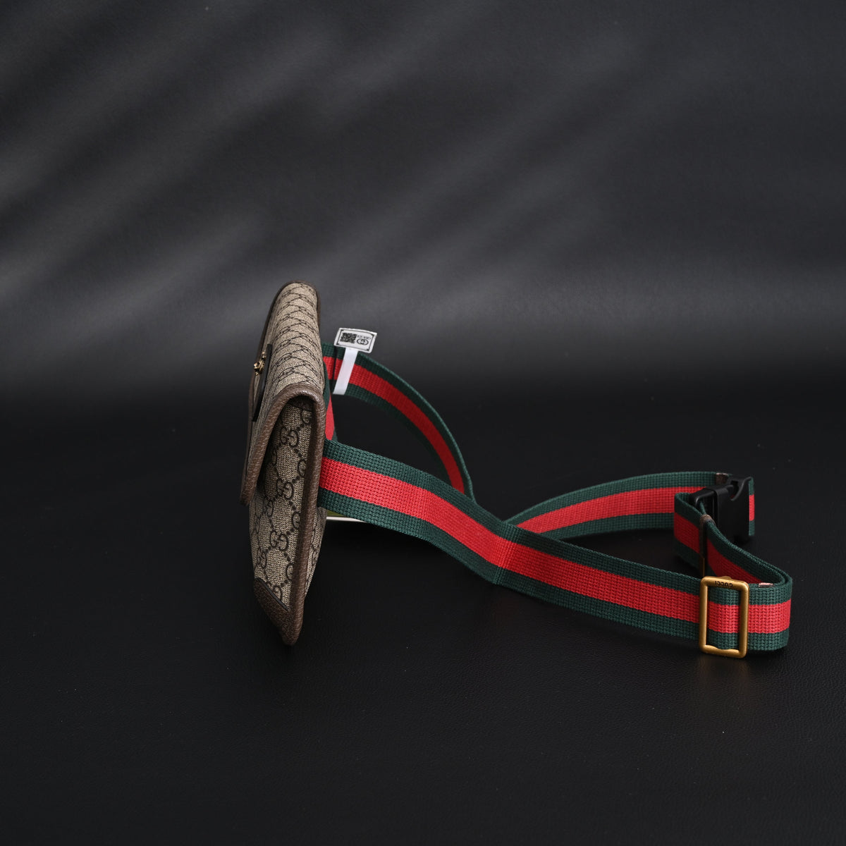 Gucci Ophidia GG Supreme Mini Belt Bag – Beige/Ebony with Web Stripe product image 12, provided for visual reference and