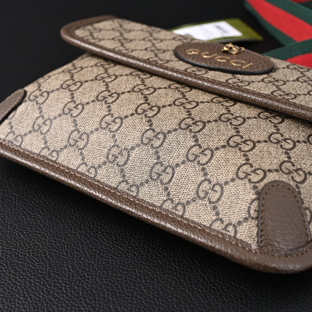 Gucci Ophidia GG Supreme Mini Belt Bag – Beige/Ebony with Web Stripe product image 6, provided for visual reference and