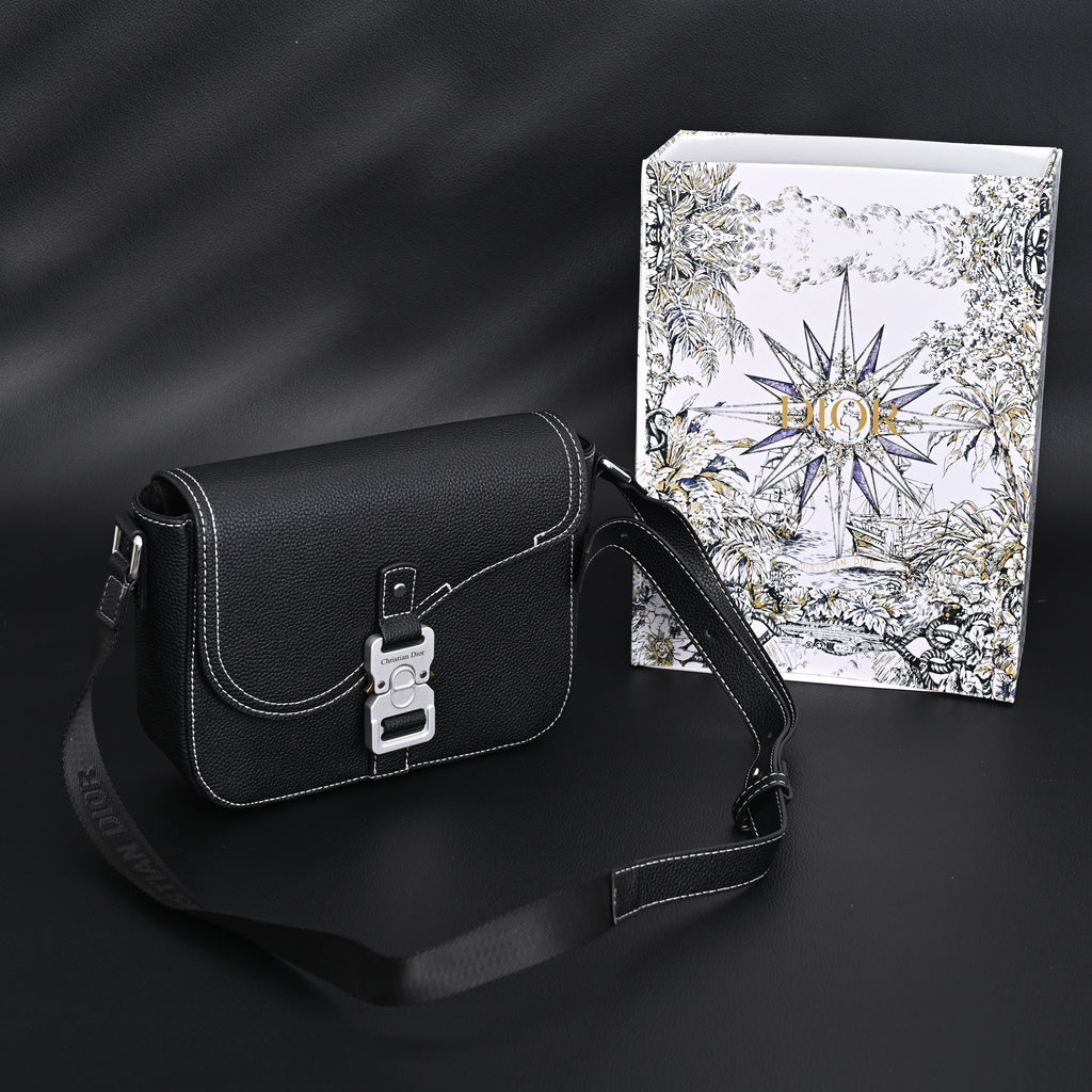 Dior Saddle Crossbody Bag – Black Grained Calfskin with Silver-Tone Hardware - Black with Silver-Tone Hardware product image