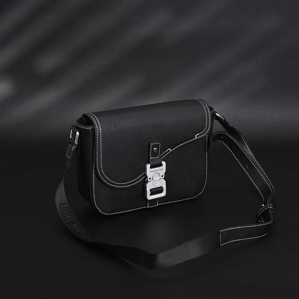 Dior Saddle Crossbody Bag – Black Grained Calfskin with Silver-Tone Hardware - Black with Silver-Tone Hardware product image