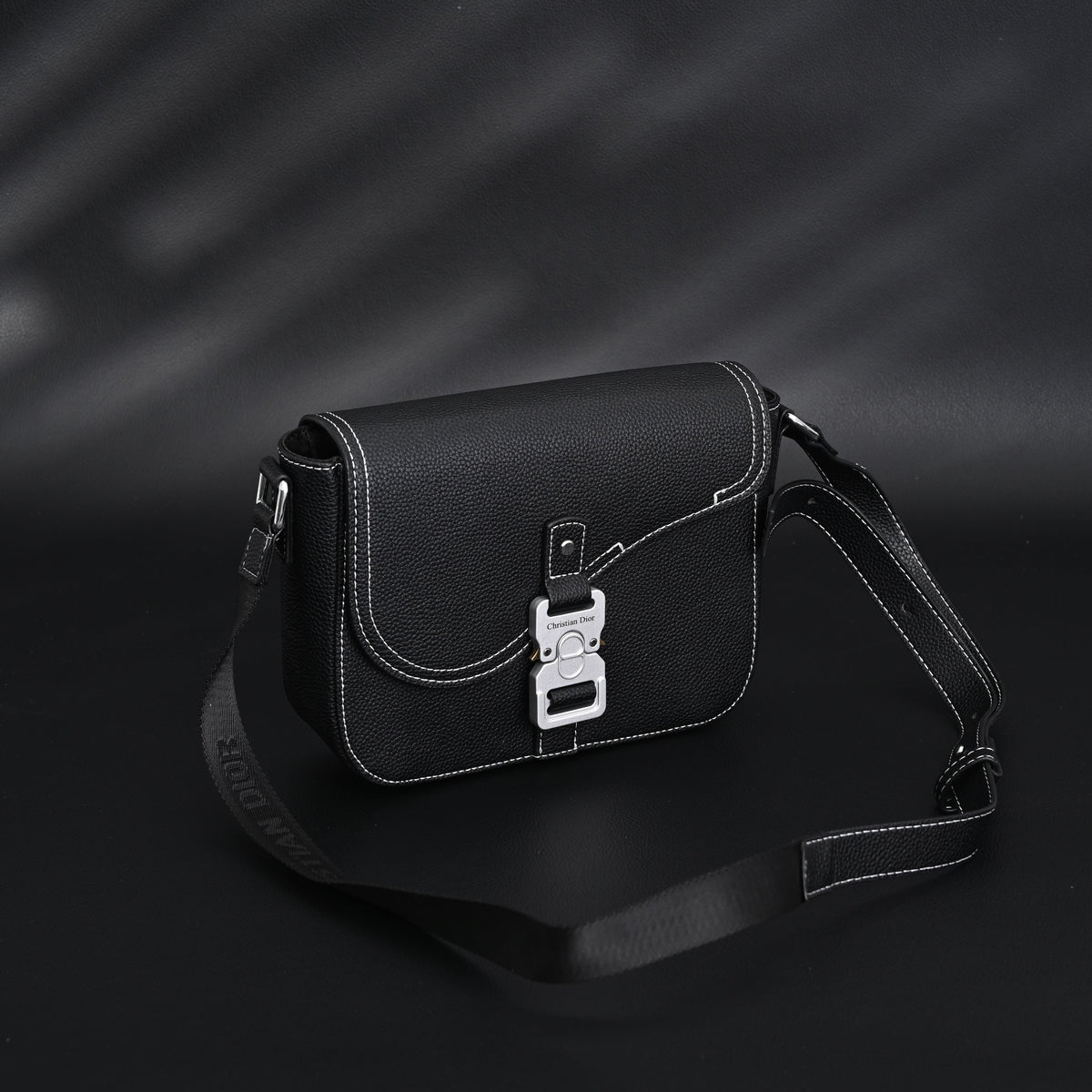 Dior Saddle Crossbody Bag – Black Grained Calfskin with Silver-Tone Hardware - Black with Silver-Tone Hardware product image
