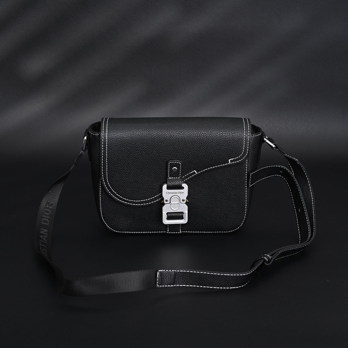 Dior Saddle Crossbody Bag – Black Grained Calfskin with Silver-Tone Hardware - Black with Silver-Tone Hardware product image