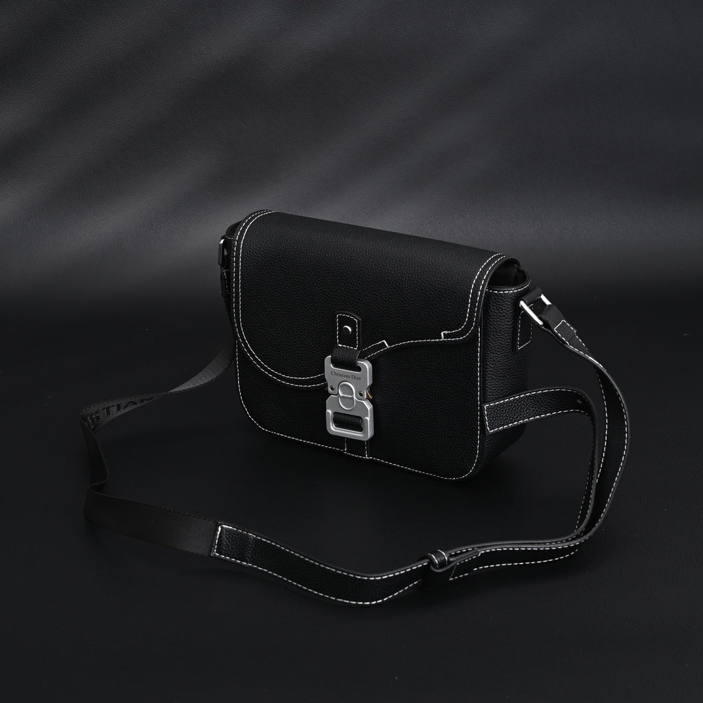 Dior Saddle Crossbody Bag – Black Grained Calfskin with Silver-Tone Hardware - Black with Silver-Tone Hardware product image