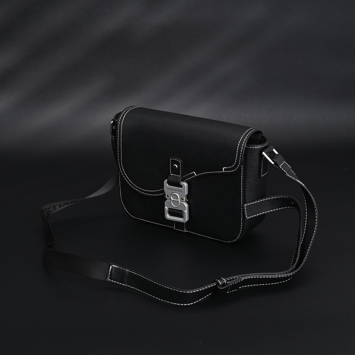 Dior Saddle Crossbody Bag – Black Grained Calfskin with Silver-Tone Hardware - Black with Silver-Tone Hardware product image