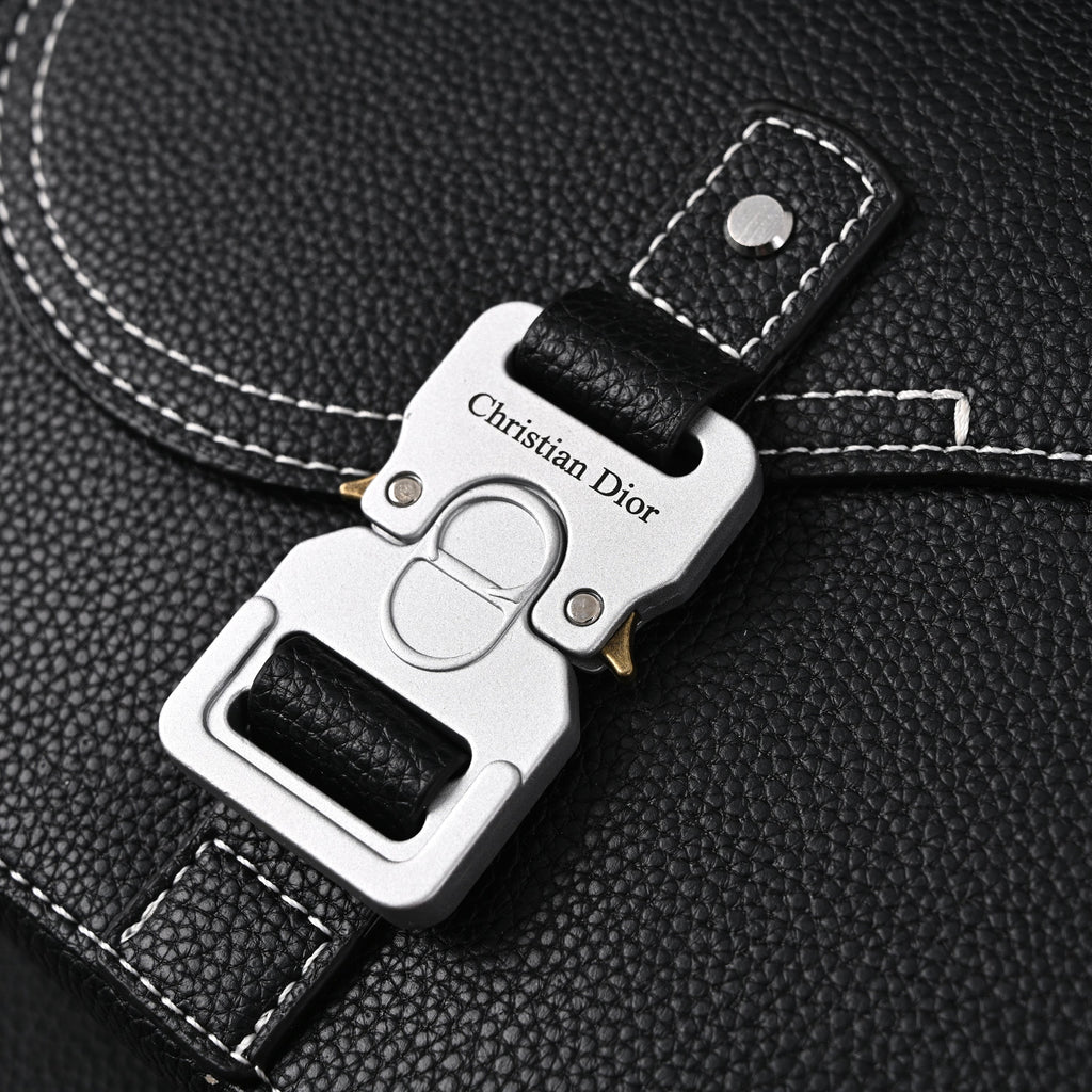 Dior Saddle Crossbody Bag – Black Grained Calfskin with Silver-Tone Hardware - Black with Silver-Tone Hardware product image