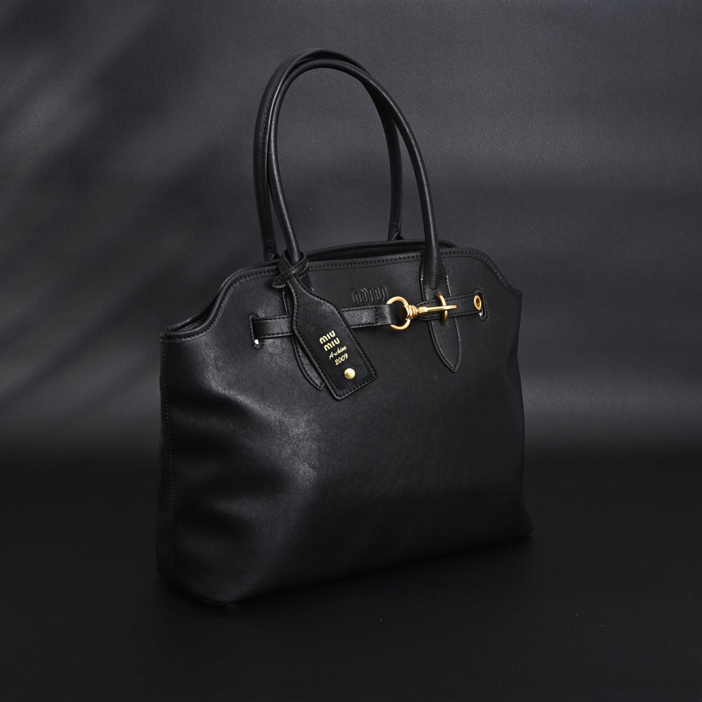 Miu Miu Leather Tote Bag – Classic Black product image 4, provided for visual reference and product detail review