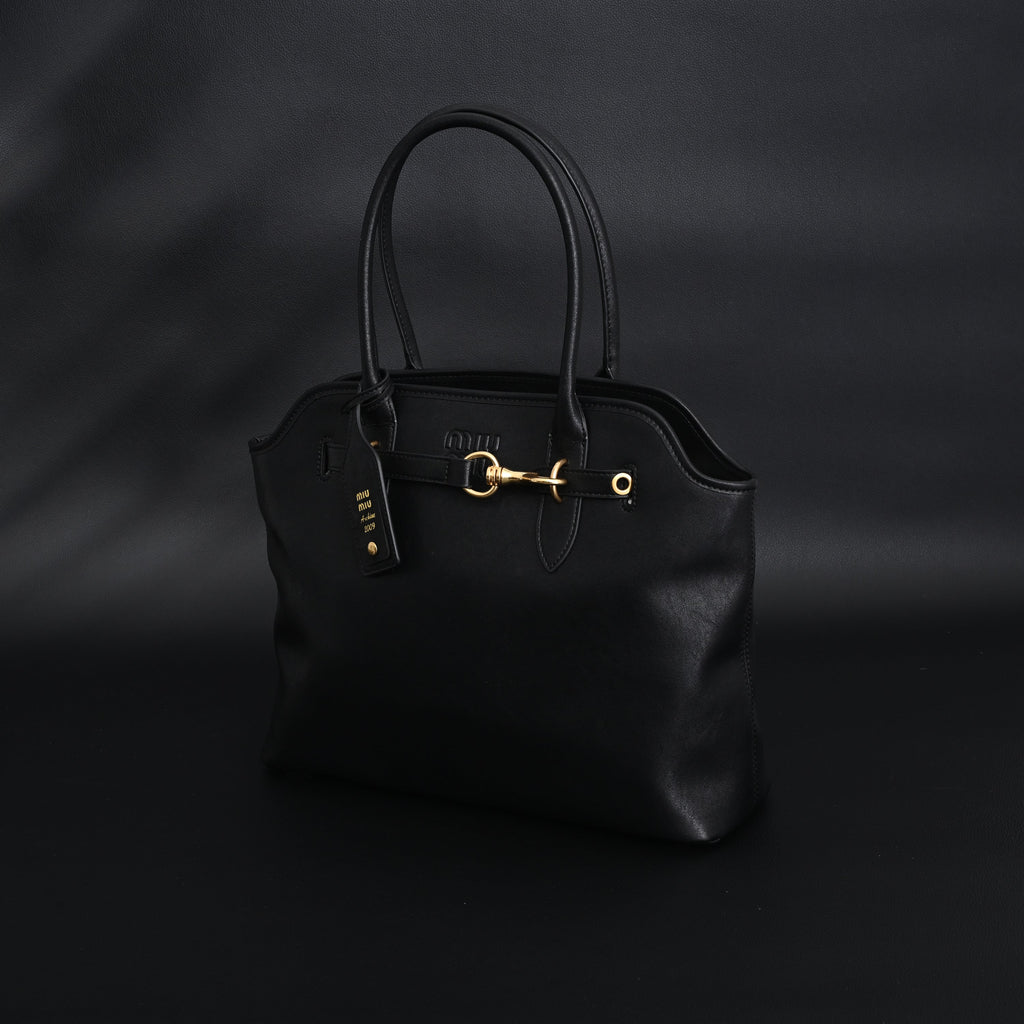 Miu Miu Leather Tote Bag – Classic Black product image 8, provided for visual reference and product detail review