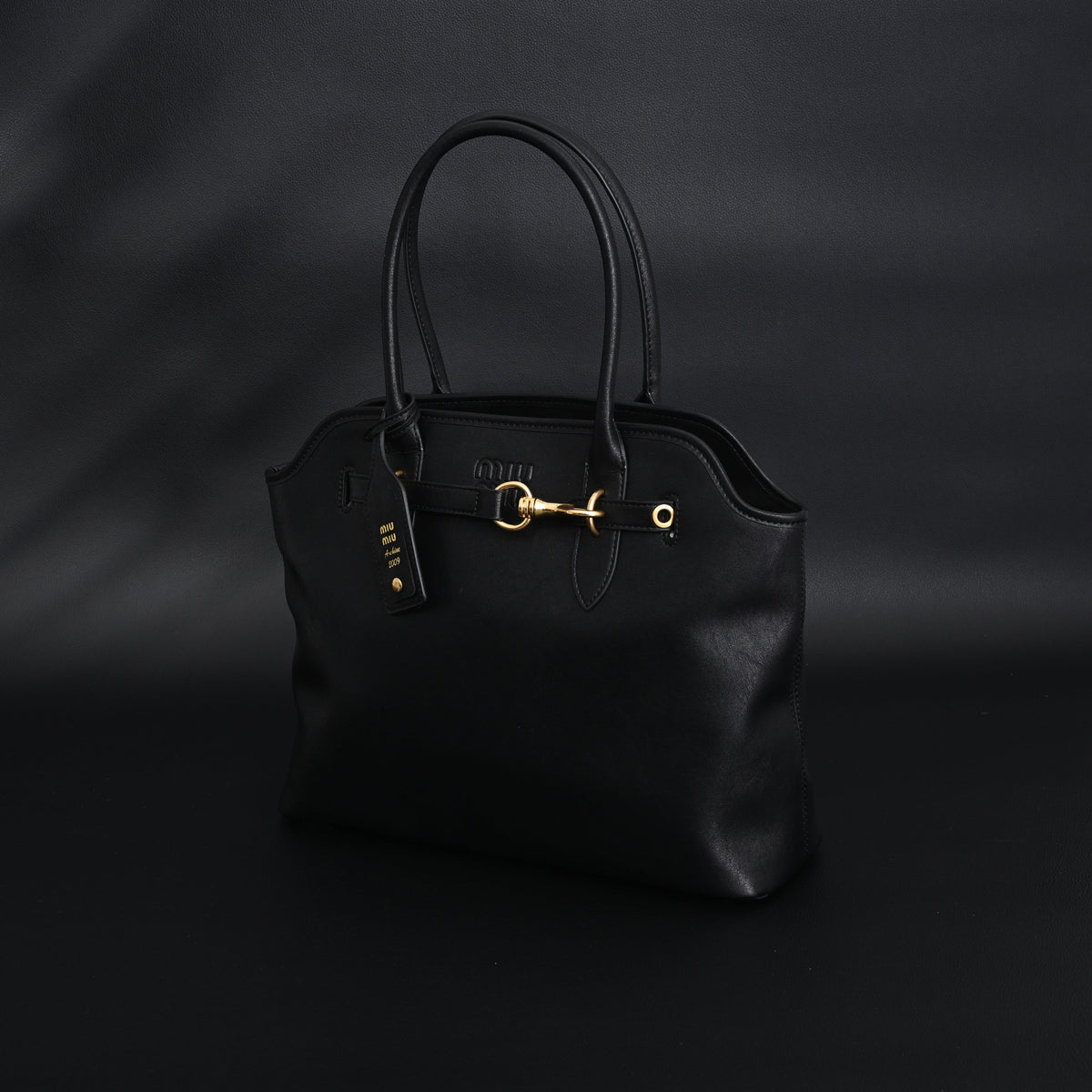 Miu Miu Leather Tote Bag – Classic Black product image 8, provided for visual reference and product detail review
