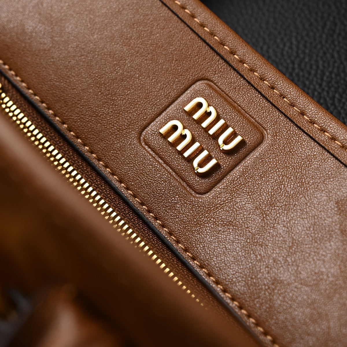 Miu Miu Leather Tote Bag – Elegant Caramel Brown product image 17, provided for visual reference and product detail review