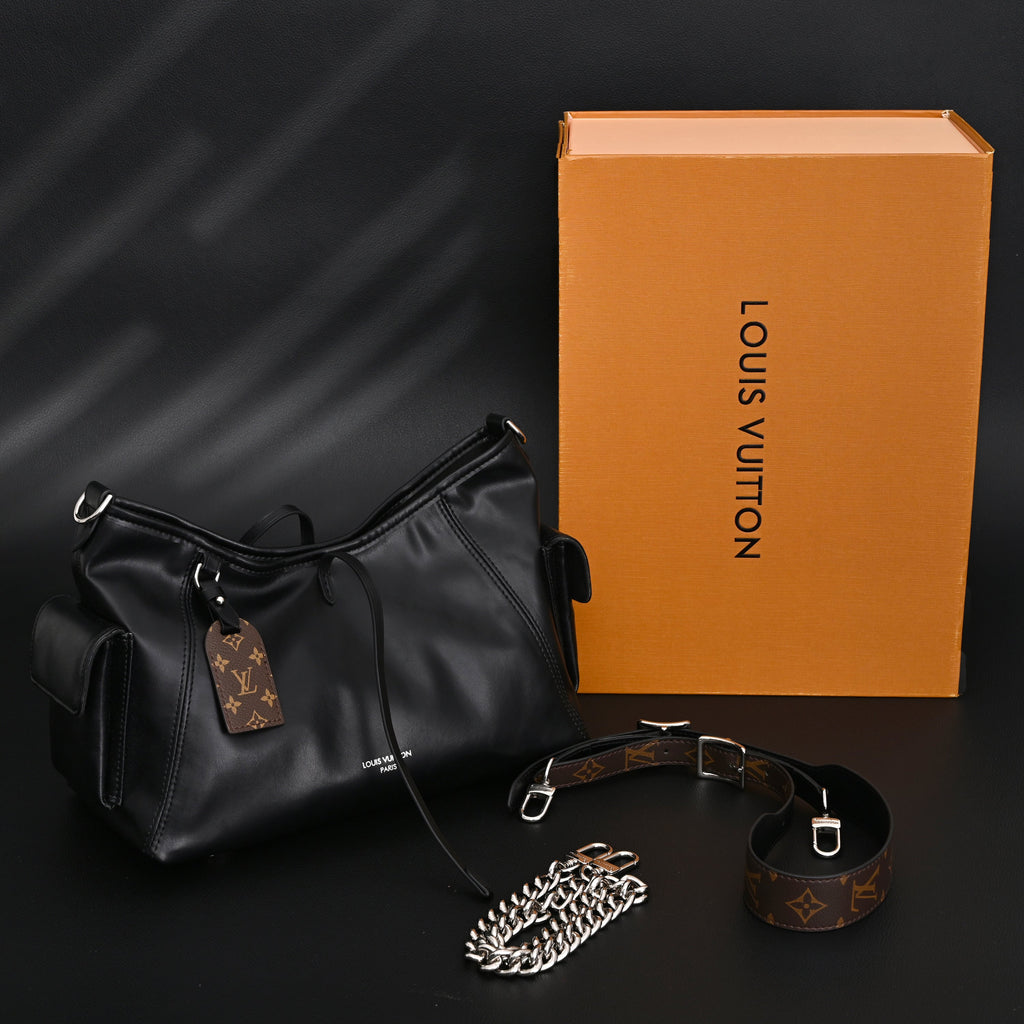 Louis Vuitton Montaigne Black Mahina Leather Shoulder Bag product image 1, provided for visual reference and product detail