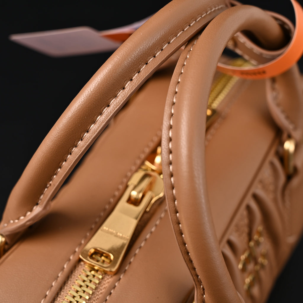 Miu Miu Matelassé Leather Top Handle Bag – Caramel Brown product image 15, provided for visual reference and product detail