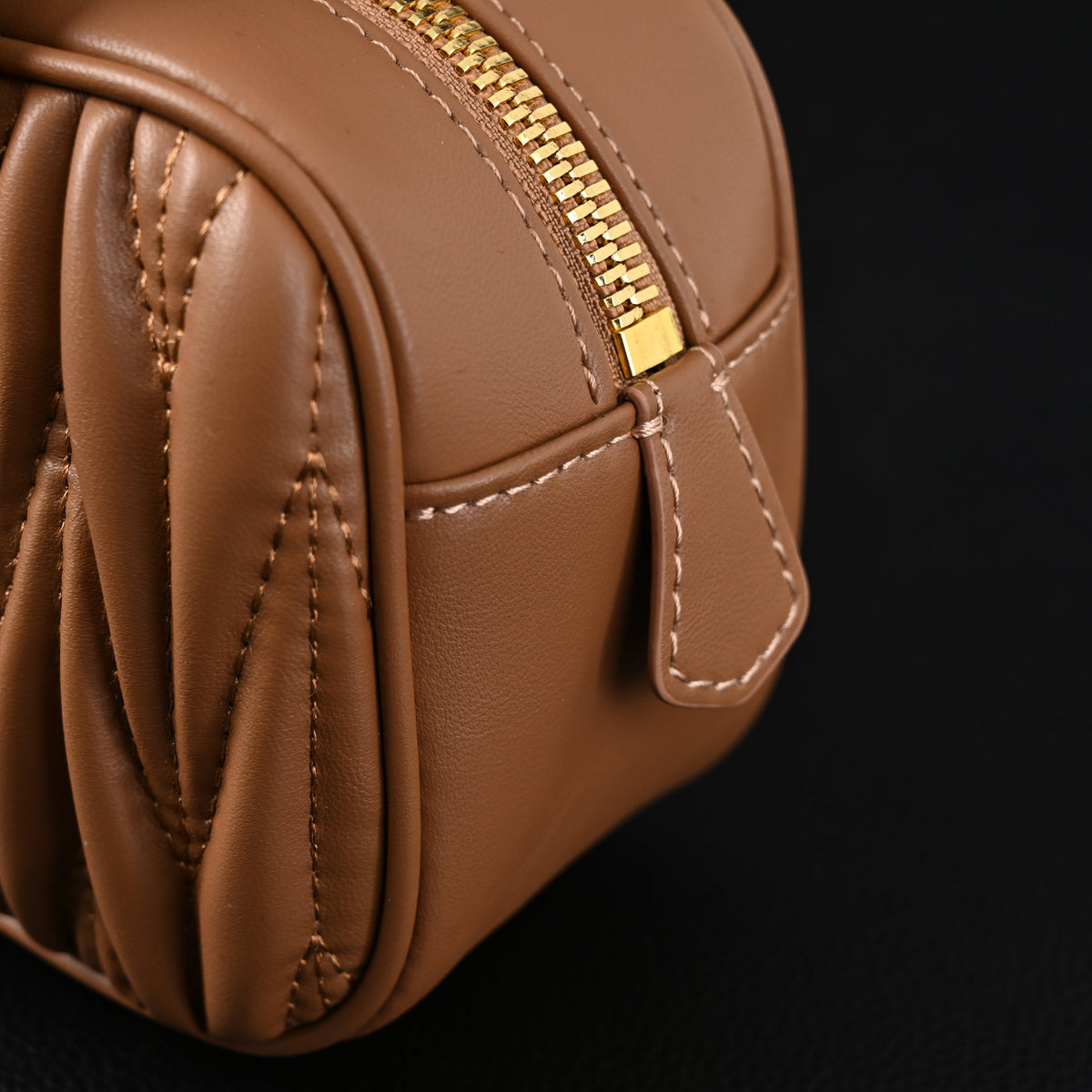 Miu Miu Matelassé Leather Top Handle Bag – Caramel Brown product image 19, provided for visual reference and product detail