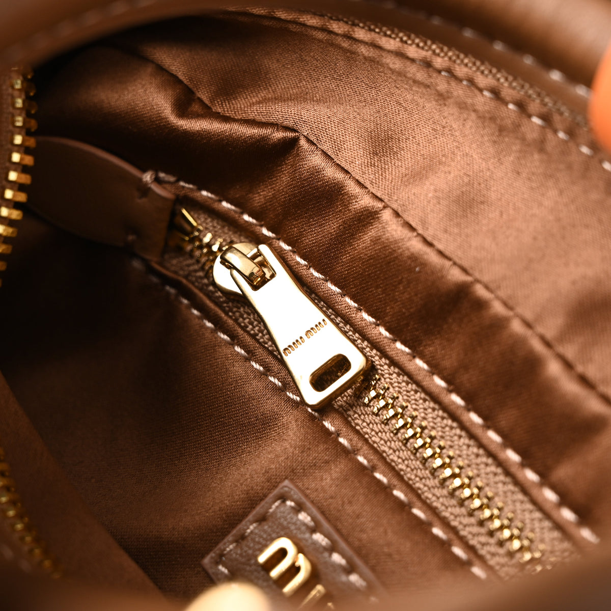 Miu Miu Matelassé Leather Top Handle Bag – Caramel Brown product image 3, provided for visual reference and product detail