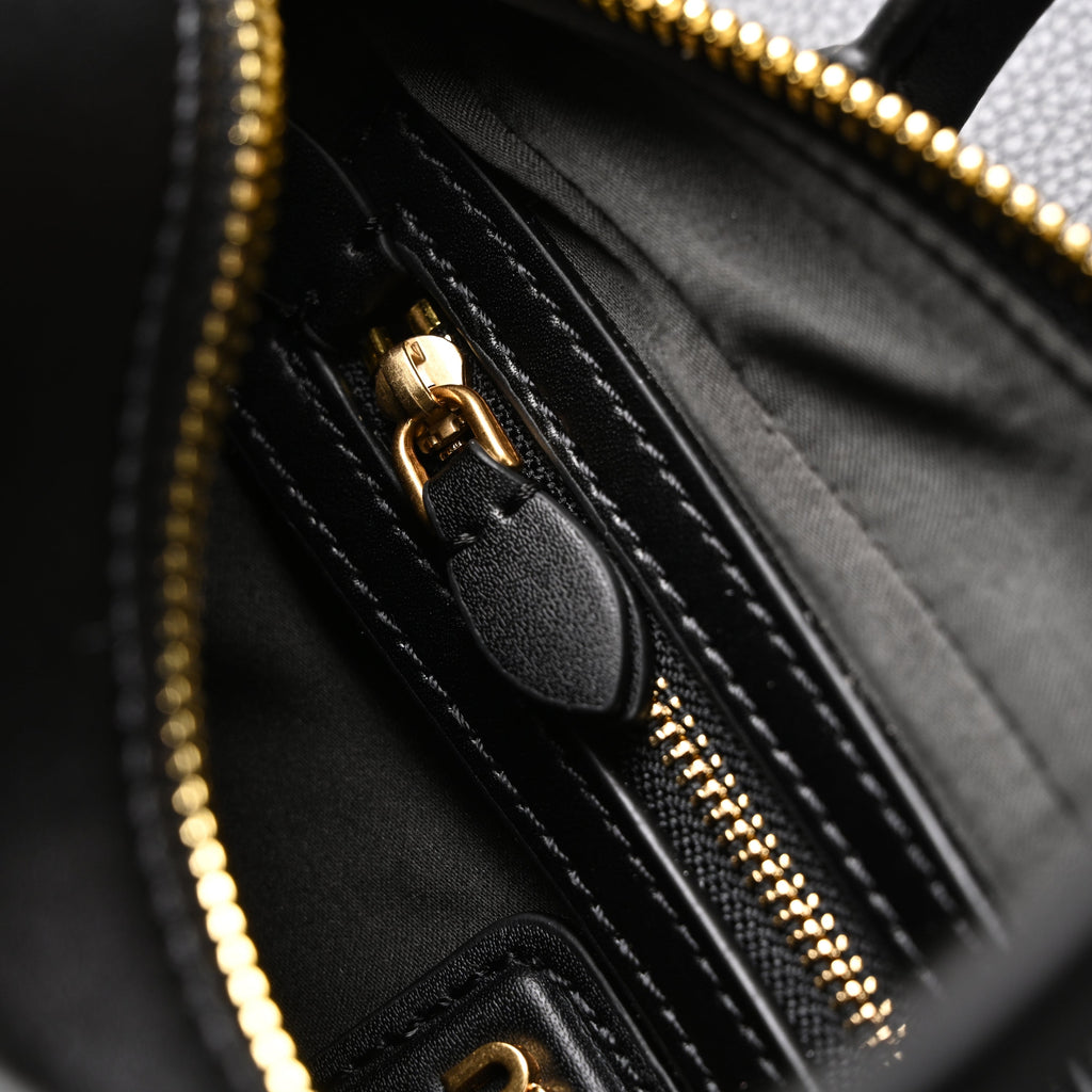 Miu Miu Black Matelassé Leather Satchel Bag – Mini Top Handle - Black with Gold-Tone Accents product image 5, provided for