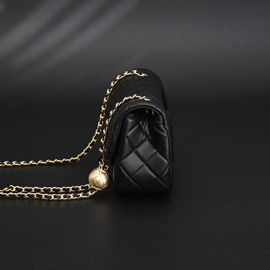Chanel Classic Flap Mini Bag – Black Quilted Lambskin with Gold-Tone Hardware product image 4, provided for visual reference