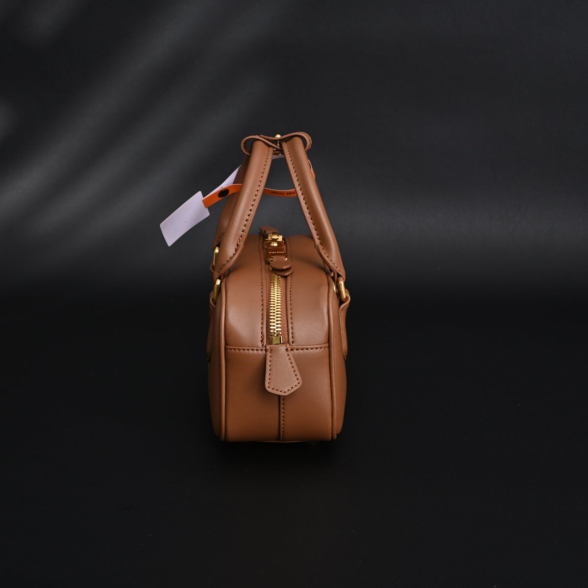 Miu Miu Leather Top Handle Satchel – Caramel Brown Satchel Bag product image 6, provided for visual reference and product