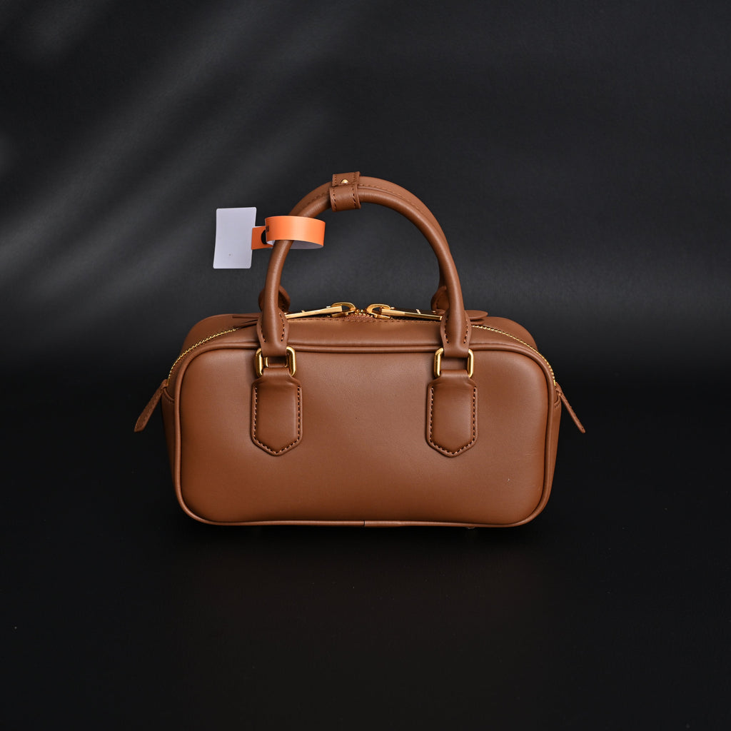Miu Miu Leather Top Handle Satchel – Caramel Brown Satchel Bag product image 7, provided for visual reference and product