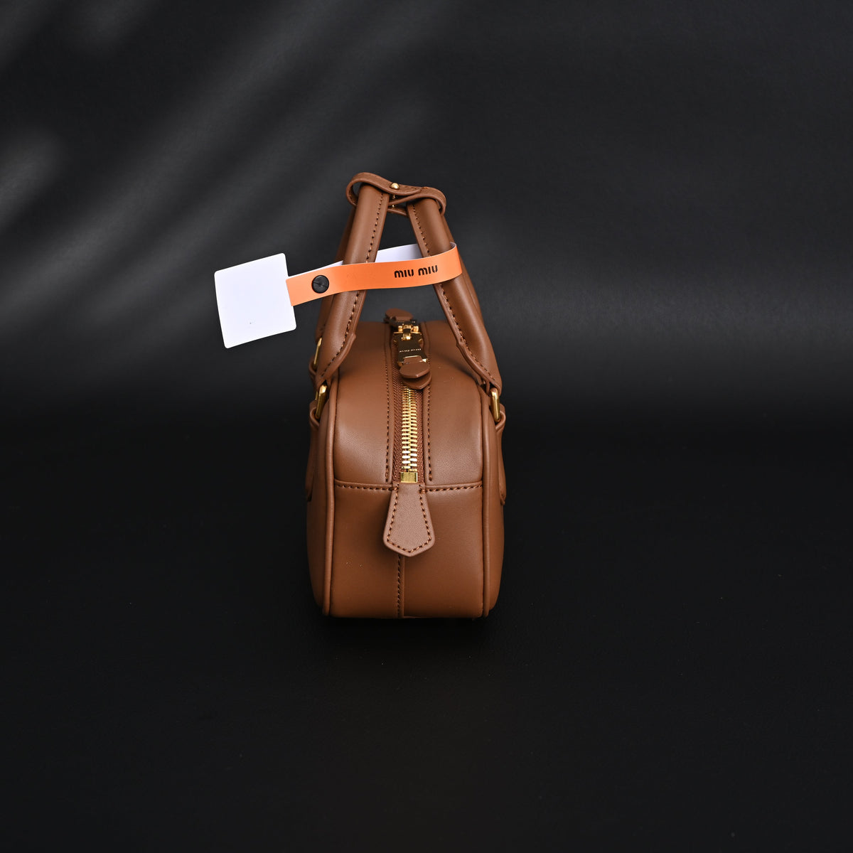 Miu Miu Leather Top Handle Satchel – Caramel Brown Satchel Bag product image 8, provided for visual reference and product