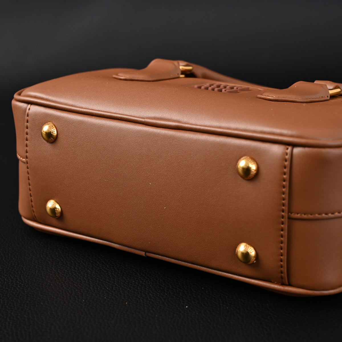 Miu Miu Leather Top Handle Satchel – Caramel Brown Satchel Bag product image 10, provided for visual reference and product