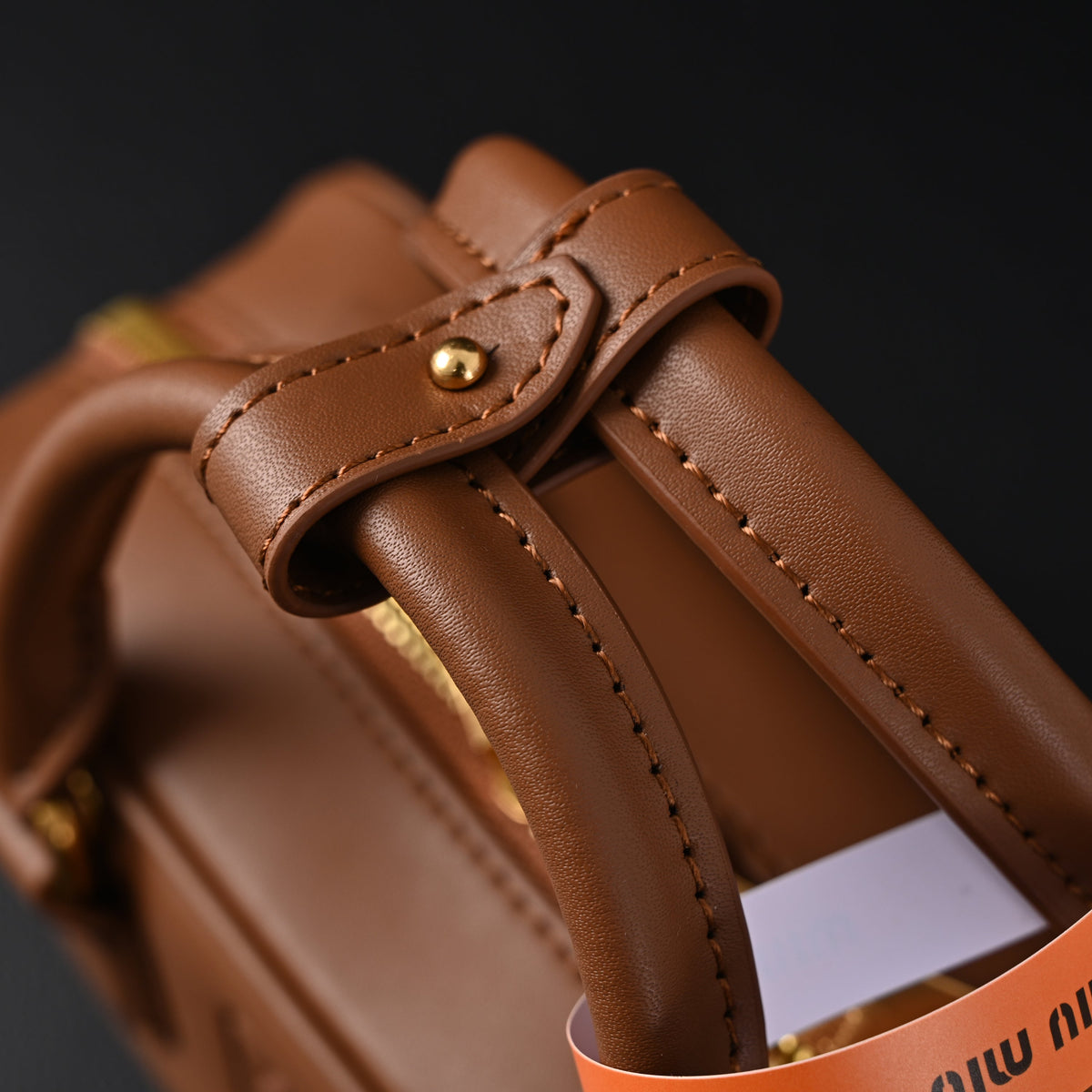 Miu Miu Leather Top Handle Satchel – Caramel Brown Satchel Bag product image 13, provided for visual reference and product