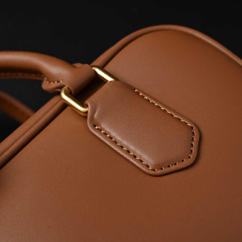 Miu Miu Leather Top Handle Satchel – Caramel Brown Satchel Bag product image 16, provided for visual reference and product