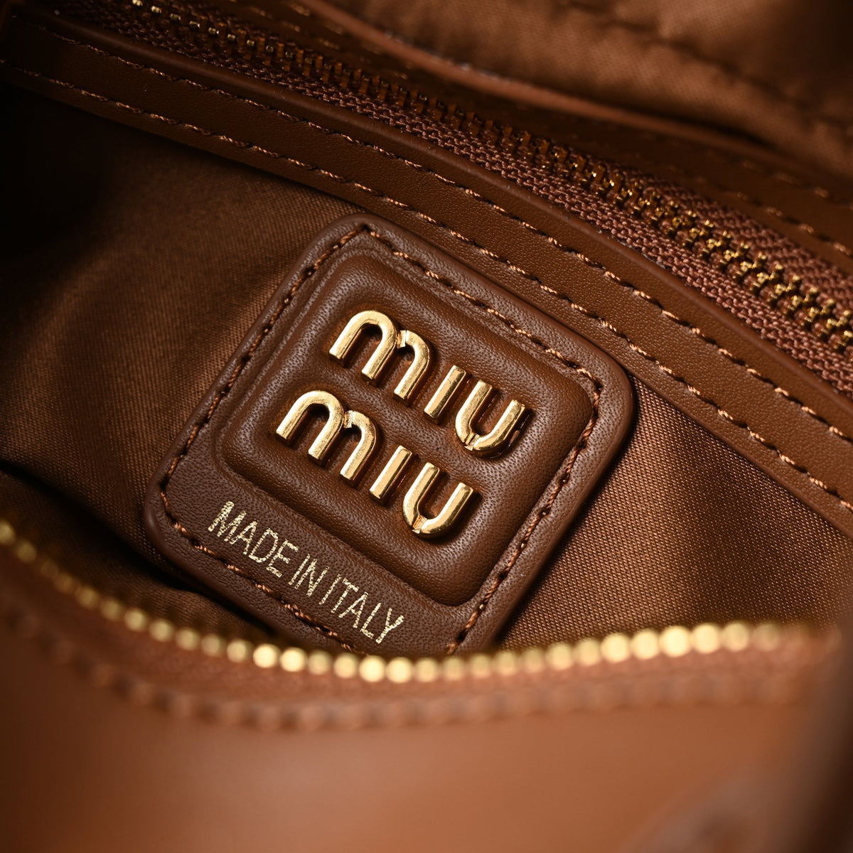 Miu Miu Leather Top Handle Satchel – Caramel Brown Satchel Bag product image 18, provided for visual reference and product