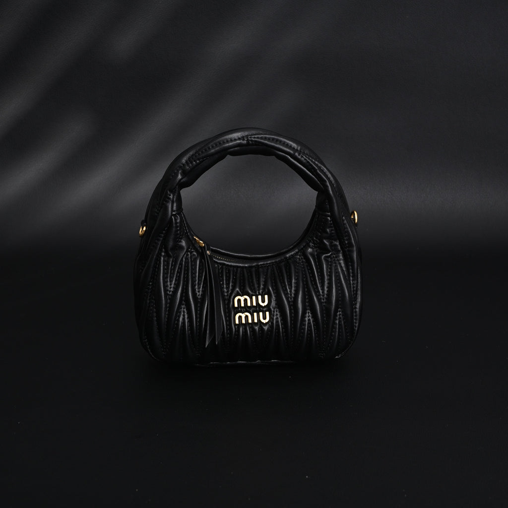 Miu Miu Matelassé Leather Hobo Bag – Black with Gold Hardware - Classic Black product image 15, provided for visual